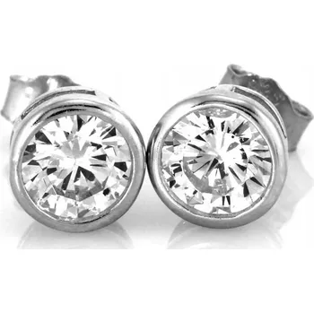 Náušnice Jemné stříbrné náušnice 925 se zirkonem v obrubě, zapínání na puzetku, 1,24 g