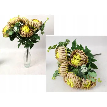 umělá květina Kytice CHRYZANTÉMA, výška 41 cm, 10 stonků (7 květů 11x4 cm) ŽLUTÁ stínovaná
