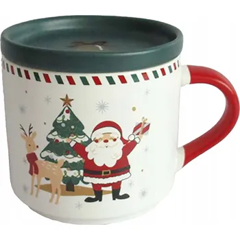 Vánoční keramický hrnek s víčkem TORO 400ml Santa