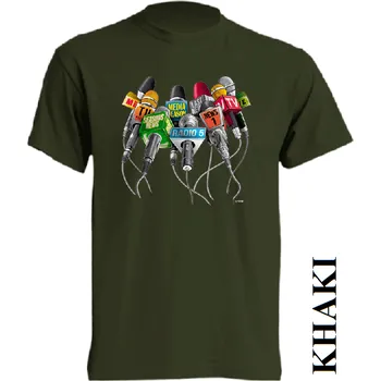 Pánské tričko levne-bavlnene-tricko-potisk-mikrofony-superstar Barva: Khaki, velikost: XXL