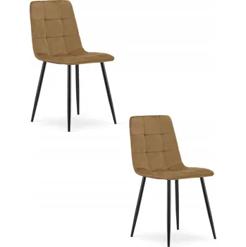 Jídelní židle ŽIDLE DO OBÝVÁKU JÍDELNY KUCHYNĚ KARA hnědá samet černé nohy 2 ks