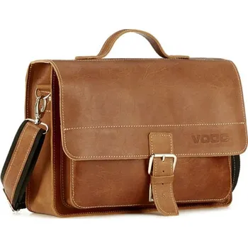 Pánská aktovka VOOC Brašna s popruhem a klopou, pravá kůže; velbloud