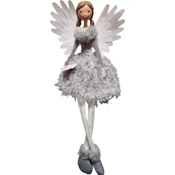 Vánoční dekorace Sedící andělka 50 cm šedá