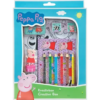 kreativní sada Kreativní sada s razítkem a 2D figurkou, 21 dílů - prasátko Pepa