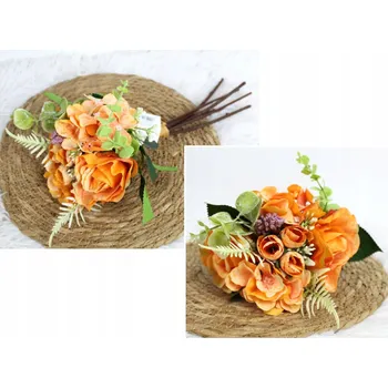 umělá květina Smíšená kytice RŮŽE, HORTENZIE výška 35 cm, 6 stonků ve svazku (2 růže 8x4,5