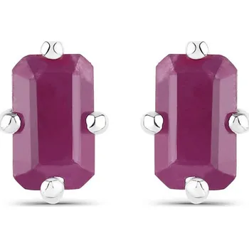 Náušnice Stříbrné Náušnice s Rubínem