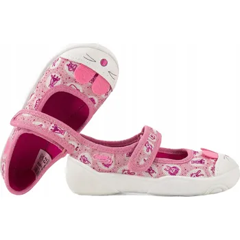 Dívčí bačkory BEFADO 209P040 Dívčí textilní balerínky, domácí obuv PAPUČE bačkory na suchý zip, velikost 24