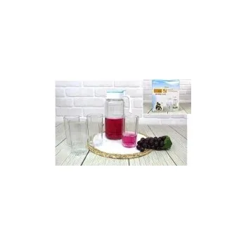 Sklenice Džbán + 4 sklenice sklo SADA v krabici 21x23x12