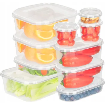 Dóza na potraviny 10x PLASTOVÁ NÁDOBA Organizér na potraviny do mikrovlnky mrazáku SADA