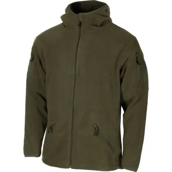 Pánská móda MFH Mikina FLEECE na zip s kapucí TACTICAL ZELENÁ 3XL ZELENÁ - OLIV
