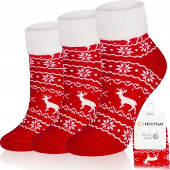 Dámské oblečení 3x PONOŽKY BEZTLAKOVÉ DÁMSKÉ FROTÉ SILNÉ TEPLÉ VZOR NORSKÝ SOB