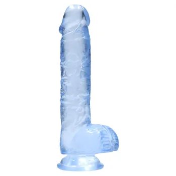RealRock Gelové dildo Crystal Clear 6 dildo s přísavkou a varlaty 17 x 3,1 cm