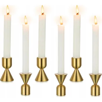 Obraz Kovové svícny pro dekoraci stolu Sada 6 ks Zlatá Barva 6,5x3,9 cm