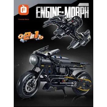 ostatní stavebnice |FORANGE| Černý Motocykl Old School Stavebnice Stavebnice 571 dílů