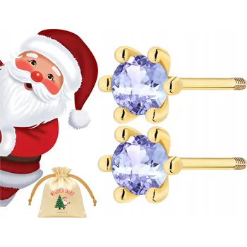 Náušnice ZLATÉ NÁUŠNICE S TANZANITEM NA ŠROUBOVACÍ PUSKETĚ ZLATO 585 DÁREK GRAVÍROVÁNÍ