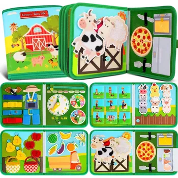 Senzorická Manipulační Tabule filcová knížka pro děti farma zvířat
