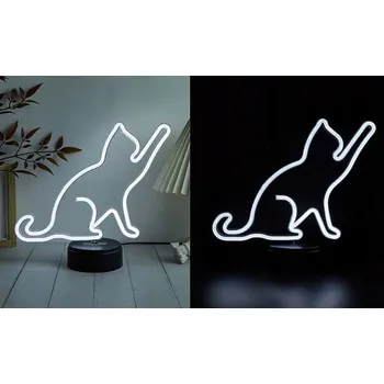 Lampička Neonová LED lampa KOČKA na zeď, okno, Baterie/USB