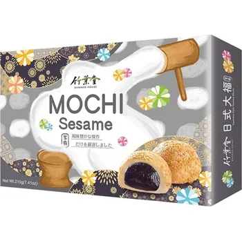 Bonbon Mochi japonské Bamboo House Japanese Style Sezamové s náplní ze sezamu rýžové koláčky 210g