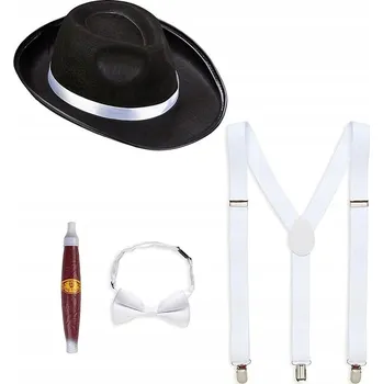 Karnevalový kostým DOPLŇKY KE KOSTÝMU MAFIÁNA MAFIE GANGSTER PÁNSKÝ KOSTÝM CIGÁRO KLOBOUK