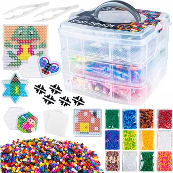 Dětské navlékací korálky Nažehlovačka Gotel 6000 plastových korálků pro děti od 6 let