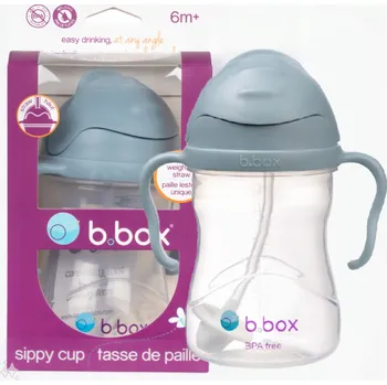 Láhev B.BOX Lahev Na Pití s brčkem se závažím, netekoucí hrneček 240 ml, modrý, 6m+