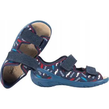 Chlapecké bačkory Befado dětské papuče na suchý zip modré, velikost 28