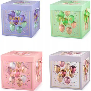 Dárková krabička Dárková krabička se stuhou TORO 15x15x15cm balonky