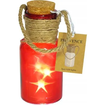 Sklenice Dekorační sklenice 5 LED PROVENCE 20cm červená