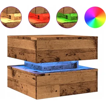 Konferenční stolek vidaXL Konferenční stolek s LED osvětlením 50 x 50 x 40 cm [839858] Barva: Staré dřevo