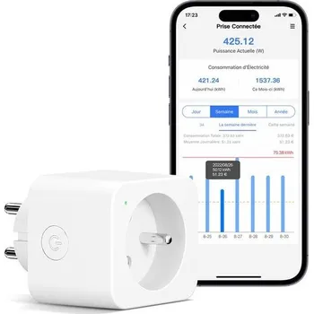 Meross Smart Plug (Typ E), 16A WiFi zásuvka kompatibilní s Alexa a Google Home, Smart Power