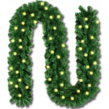 Vánoční dekorace Vánoční girlanda na stromeček umělá zelená LED hustá řetěz 300 cm