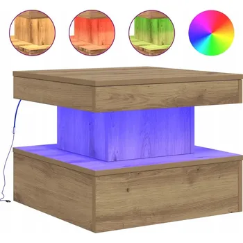 Konferenční stolek Konferenční stolek s LED osvětlením, dub artisan, 50x50x40 cm