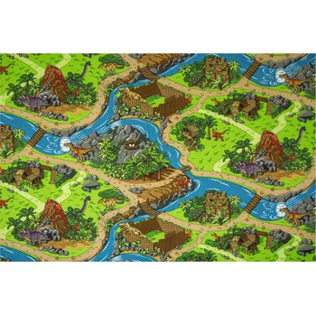 Koberec 100x200 cm BAREVNÝ KOBEREC DINO SMYČKOVÝ VLAS DINOZAURI ULICE SOPKY