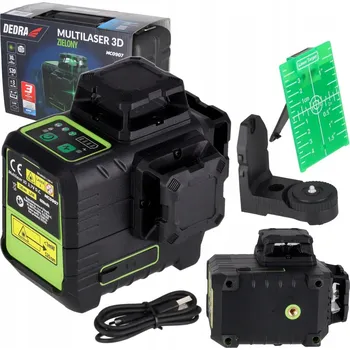 Měřící laser Samonivelační křížový laser 3D Laserová vodováha DEDRA 3x360° zelený