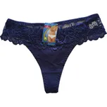 Fenghuang Dámské bavlněné kalhotky tanga s krajkou 6618 Barva: tmavě modrá, Velikost: M