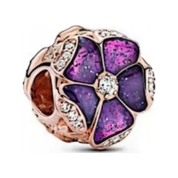 Přívěsek Přívěsek Fialová sedmikráska, růžové zlato, květina s925