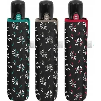 Automatický skládací deštník s pouzdrem, černý, lehký Perletti 26424