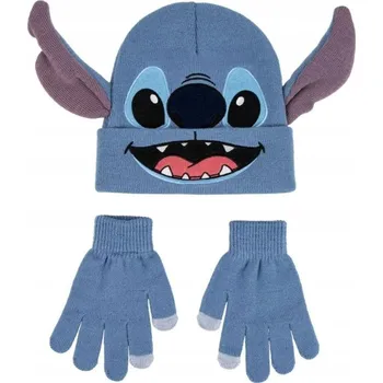 Čepice Sada Stitch 2dílná, modrá, univerzální velikost, 100% akryl