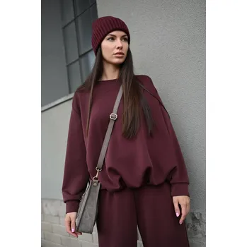 Dámská mikina MODALOVÁ BURGUNDY MIKINA BEZ KAPUCE PECA del SOL