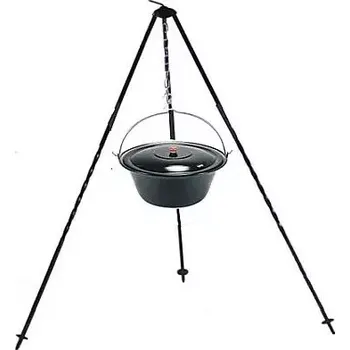 Outdoor vaření Souprava trojnožka 1,25 m + kotlík s poklicí 22 l smalt (trojnožka 1,25 m a smaltovaný kotlík s poklicí 22 litrů - klasika na kotlíkové vaření na výletě)