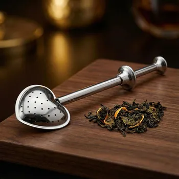 Konvice na čaj Nerezový čajový louhovač s tlačítkem Tadar Serce