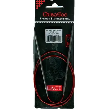 Jehlice ChiaoGoo Kruhové Fixní Jehlice 80Cm 3,75mm (ChiaoGoo RED Lace™ SS Circulars 32" 80Cm 3,75mm)