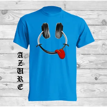 Pánské tričko levne-bavlnene-vtipne-tricko-potisk-vesela-sluchatka Barva: Azure - azurově modrá, velikost: L