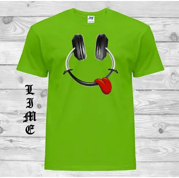 Pánské tričko levne-bavlnene-vtipne-tricko-potisk-vesela-sluchatka Barva: Lime - limetková, velikost: M