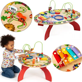 Dřevěná hračka Lebula Velký dřevěný stůl, vzdělávací vzdělávací hrací stůl 7v1