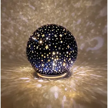 Vánoční dekorace Skleněná svítící koule s časovačem 15 cm modrá