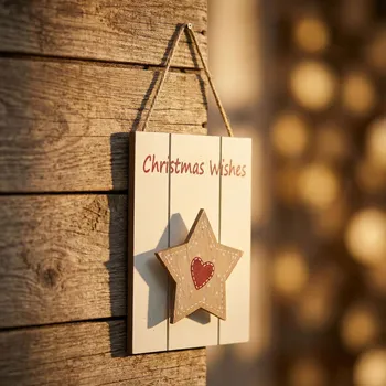 Vánoční dekorace Nástěnná vánoční dekorace Tadar Wishes 10 x 2 x 13,5 cm bílá