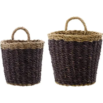 Piknikový koš House Doctor Úložný koš z mořské trávy Here Plum/ Natural – set 2 ks