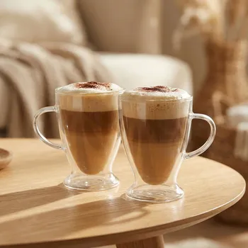 Sklenice Dvoustěnné termo sklenice ANDREA II na kávu a čaj 300 ml 2 ks.