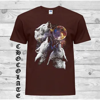 Pánské tričko levne-bavlnene-tricko-potisk-vlci-krvavy-Mesic Barva: Chocolate - čokoládově hnědá, velikost: XXL